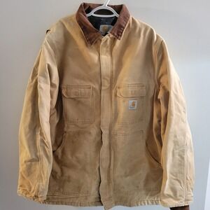 Vintage Carhartt Blanket Lined Detroit Jacket Men's Size 3XL Tan Beige Thrashed